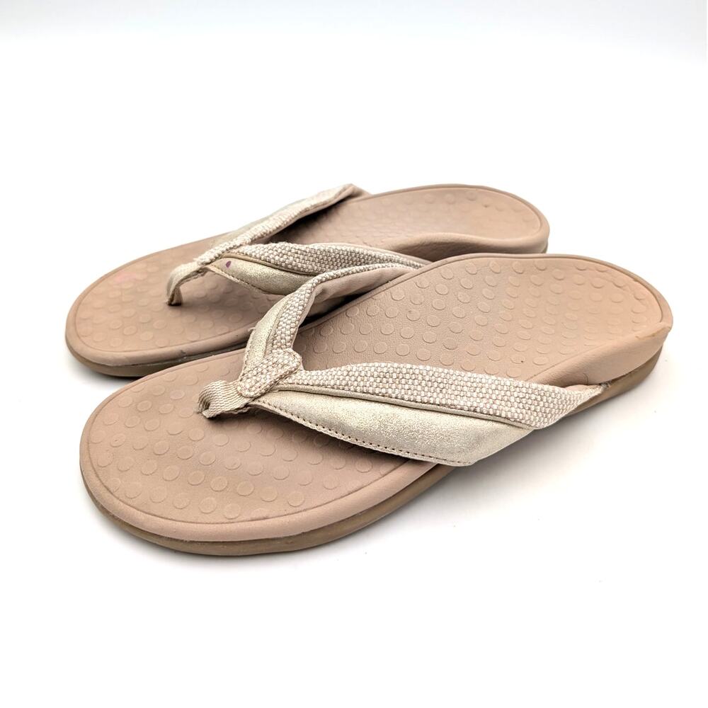 Vionic Shore Toe Post Slide Sandals Women's Natural/Gold Size US7 EU37